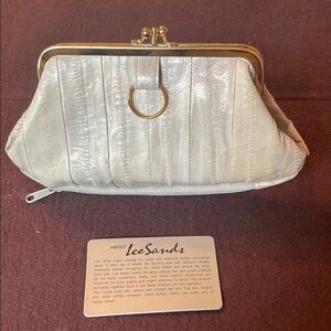 White Pleated Clutch with Kiss-Lock Closure